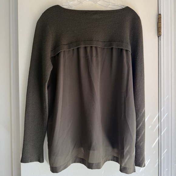 Vince Women's Olive Green Wool Blend Long Sleeve Knit Layered Top Large - Picture 5 of 8